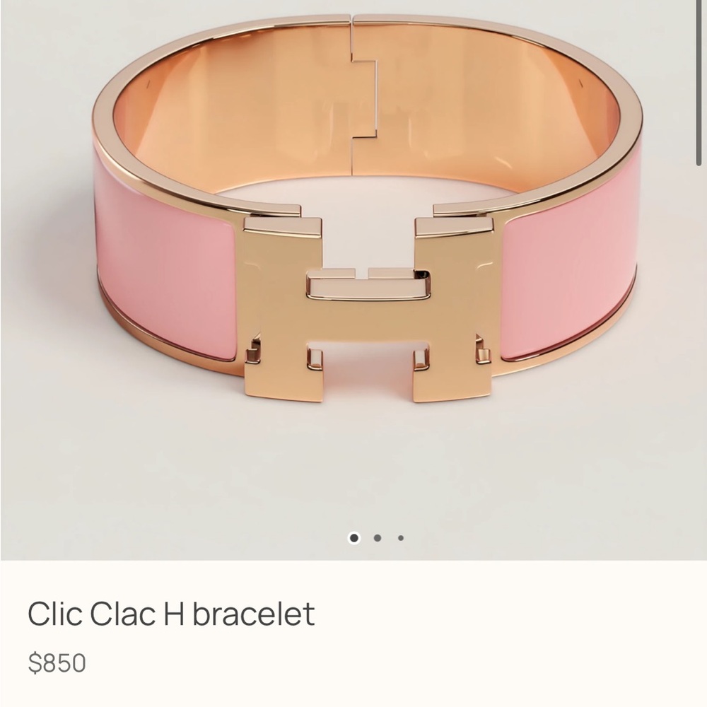 Hermes Clic Clac H Bracelet Pink and Gold